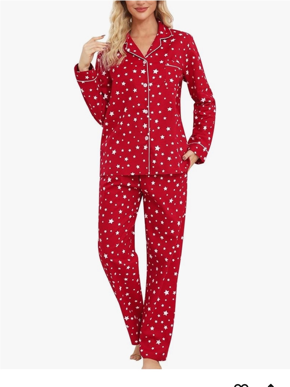 Amazon Red Star Print Women's Pajama Set